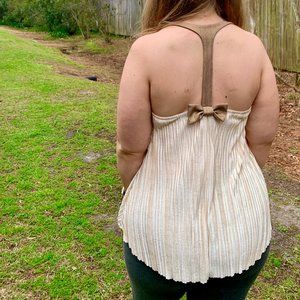 Ivory & Metallic Gold Tank w/ Bow